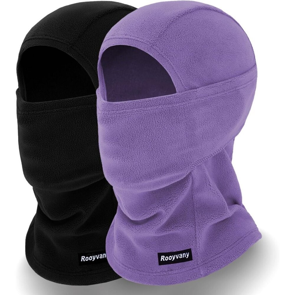 Women's Black/light Purple Balaclava Mask Windproof Lightweight Winter Face Mask